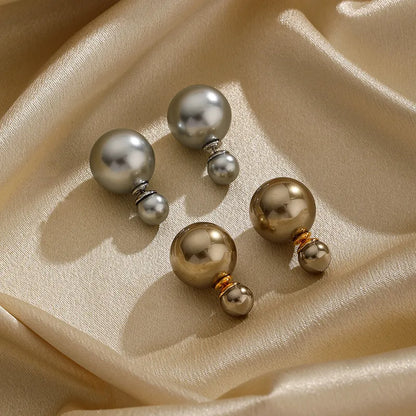 1 Pair Ig Style Fashion Simple Style Solid Color Plating Metal Imitation Pearl Copper Ear Studs