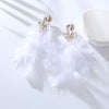 1 Pair Ig Style Feather Inlay Feather Rhinestones Drop Earrings