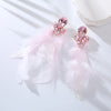 1 Pair Ig Style Feather Inlay Feather Rhinestones Drop Earrings