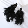 1 Pair Ig Style Feather Inlay Feather Rhinestones Drop Earrings