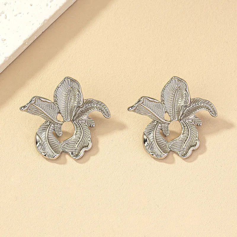 1 Pair Ig Style Flower Plating Alloy Ear Studs