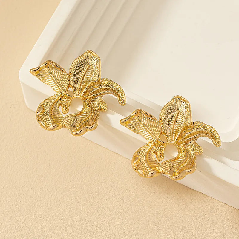 1 Pair Ig Style Flower Plating Alloy Ear Studs