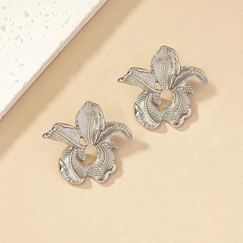 1 Pair Ig Style Flower Plating Alloy Ear Studs