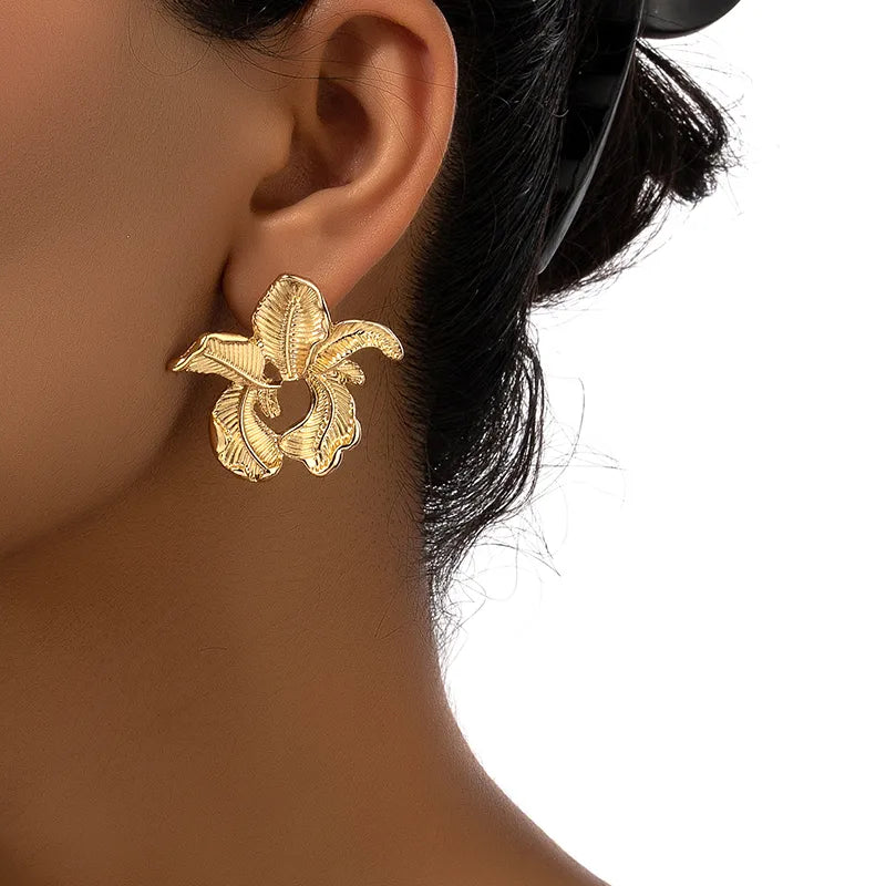 1 Pair Ig Style Flower Plating Alloy Ear Studs