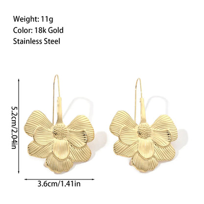 1 Pair IG Style Flower Plating 201 Stainless Steel 18K Gold Plated Ear Studs