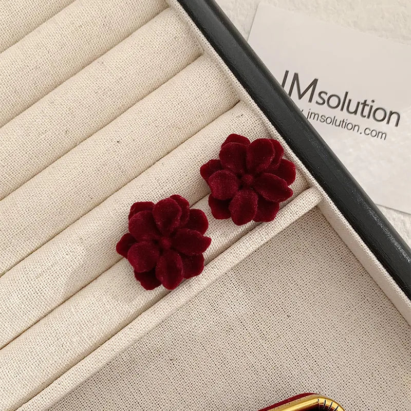 1 Pair Ig Style Flower Resin Flocking Ear Cuffs Ear Studs