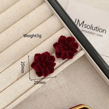 1 Pair Ig Style Flower Resin Flocking Ear Cuffs Ear Studs