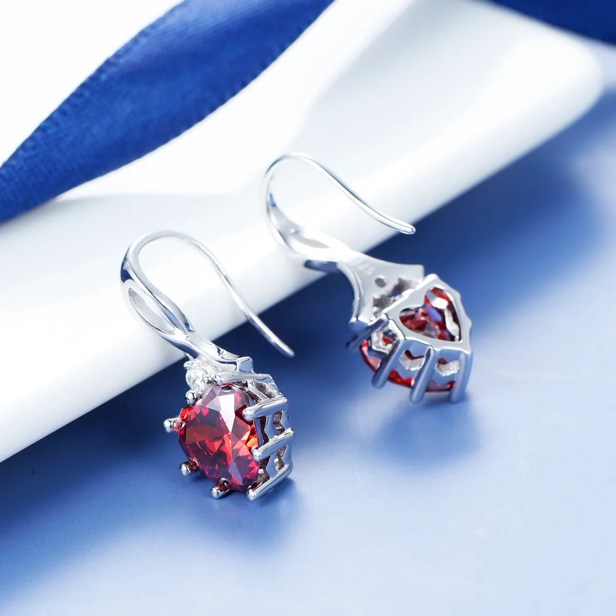 1 Pair IG Style French Style Classic Style Heart Shape Inlay Sterling Silver Birthstone Zircon Drop Earrings