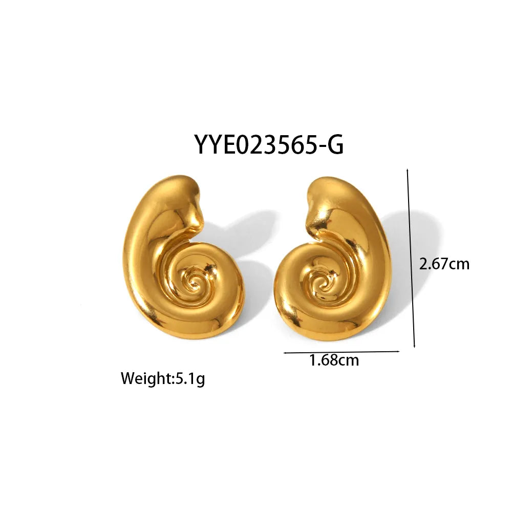 1 Pair IG Style French Style Conch Polishing Plating 304 Stainless Steel 18K Gold Plated Ear Studs