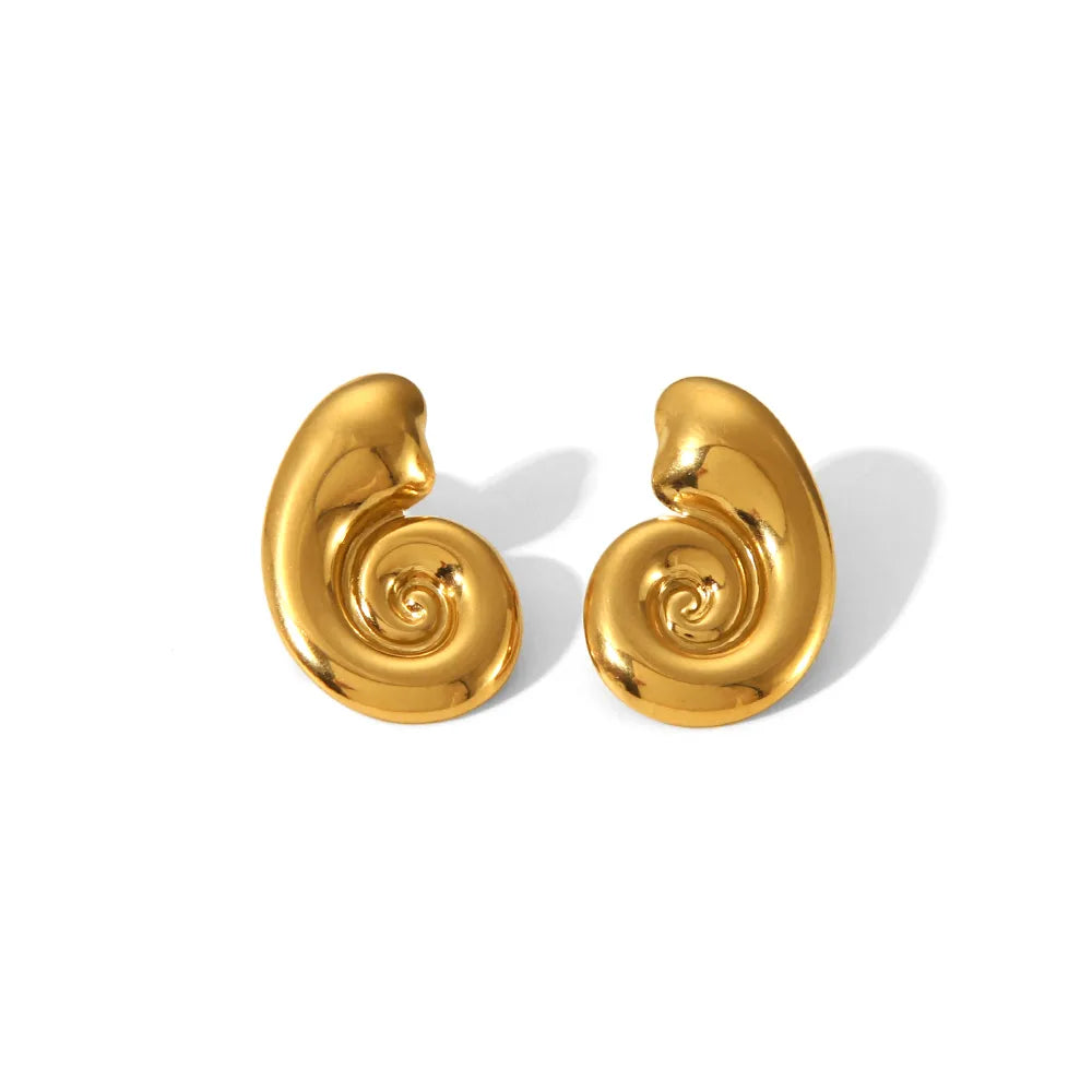 1 Pair IG Style French Style Conch Polishing Plating 304 Stainless Steel 18K Gold Plated Ear Studs