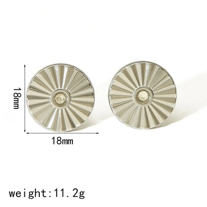 1 Pair IG Style French Style Geometric Polishing Plating Inlay 304 Stainless Steel Natural Stone 18K Gold Plated Ear Studs