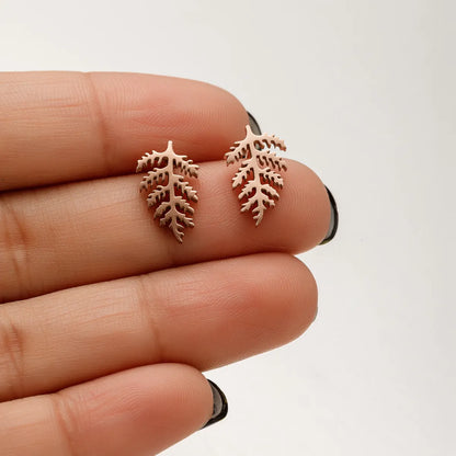 1 Pair IG Style French Style Korean Style Leaves Deer Polishing Plating 304 Stainless Steel 18K Gold Plated Ear Studs