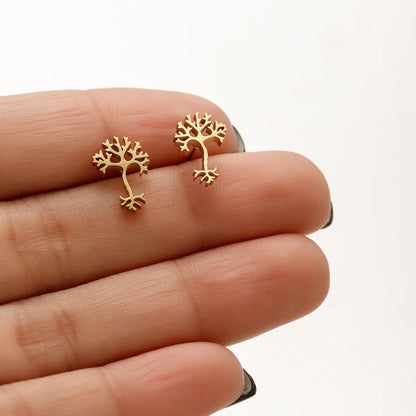 1 Pair IG Style French Style Korean Style Leaves Deer Polishing Plating 304 Stainless Steel 18K Gold Plated Ear Studs