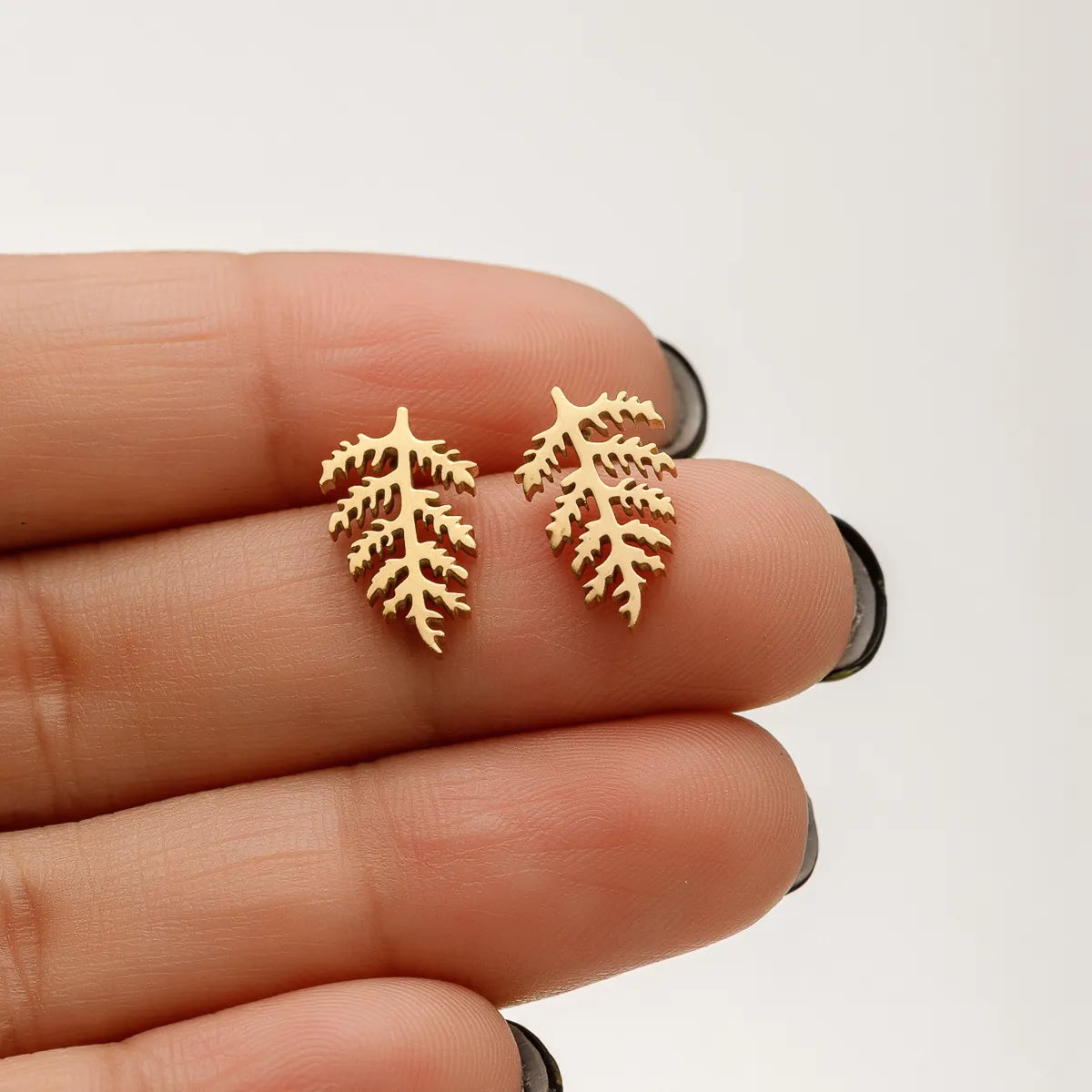 1 Pair IG Style French Style Korean Style Leaves Deer Polishing Plating 304 Stainless Steel 18K Gold Plated Ear Studs