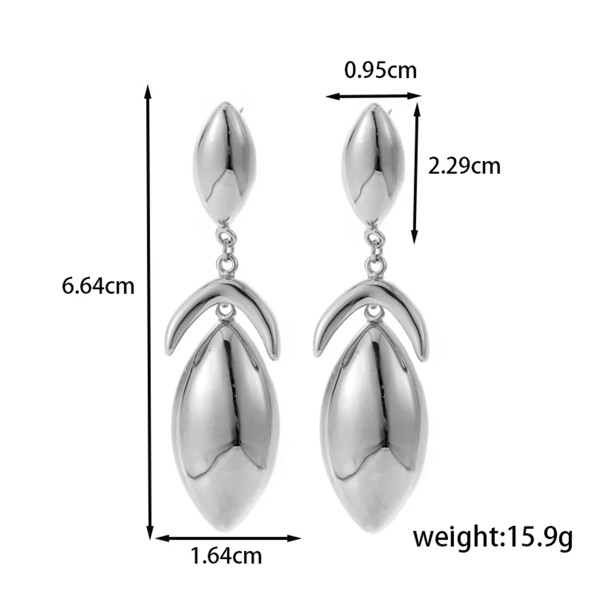 1 Pair IG Style French Style Modern Style Geometric Moon Solid Color 304 Stainless Steel Drop Earrings Ear Studs