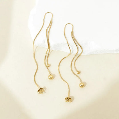 1 Pair IG Style French Style Modern Style Lines Tassel Plating 304 Stainless Steel 14K Gold Plated Ear Line