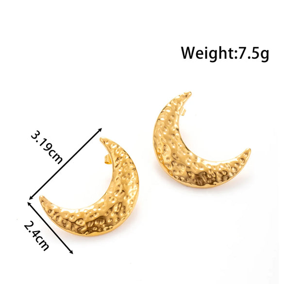 1 Pair IG Style French Style Moon Starfish 304 Stainless Steel Ear Studs