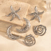 1 Pair IG Style French Style Moon Starfish 304 Stainless Steel Ear Studs