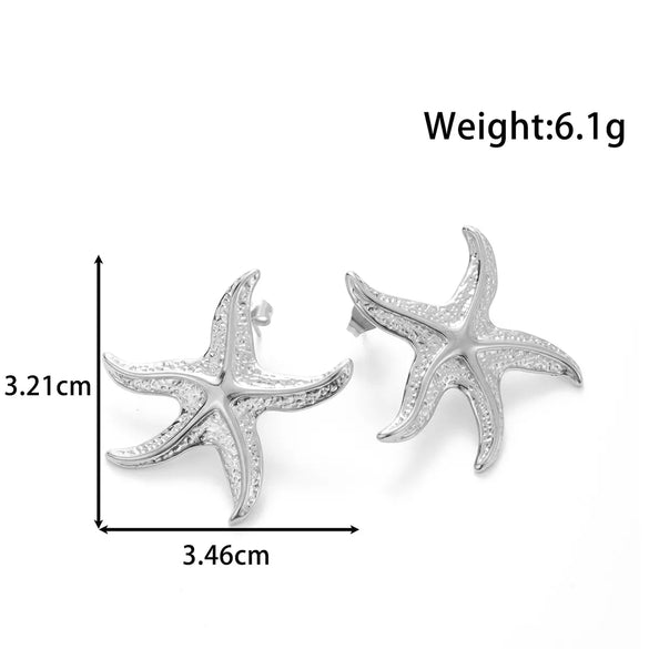 1 Pair IG Style French Style Moon Starfish 304 Stainless Steel Ear Studs