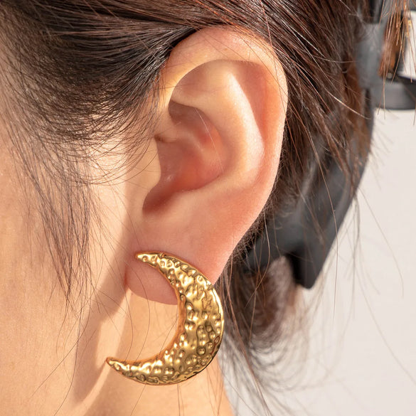 1 Pair IG Style French Style Moon Starfish 304 Stainless Steel Ear Studs