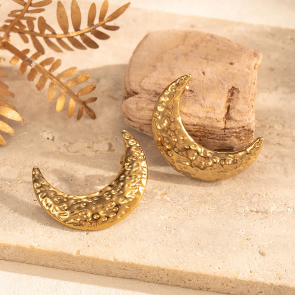 1 Pair IG Style French Style Moon Starfish 304 Stainless Steel Ear Studs