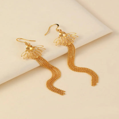 1 Pair IG Style French Style Rhombus Tassel Copper Artificial Pearls Zircon 18K Gold Plated Drop Earrings