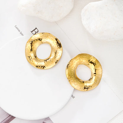 1 Pair IG Style French Style Round 304 Stainless Steel 14K Gold Plated Ear Studs