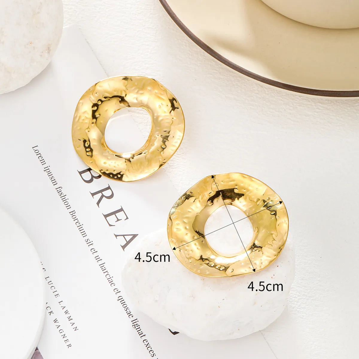 1 Pair IG Style French Style Round 304 Stainless Steel 14K Gold Plated Ear Studs