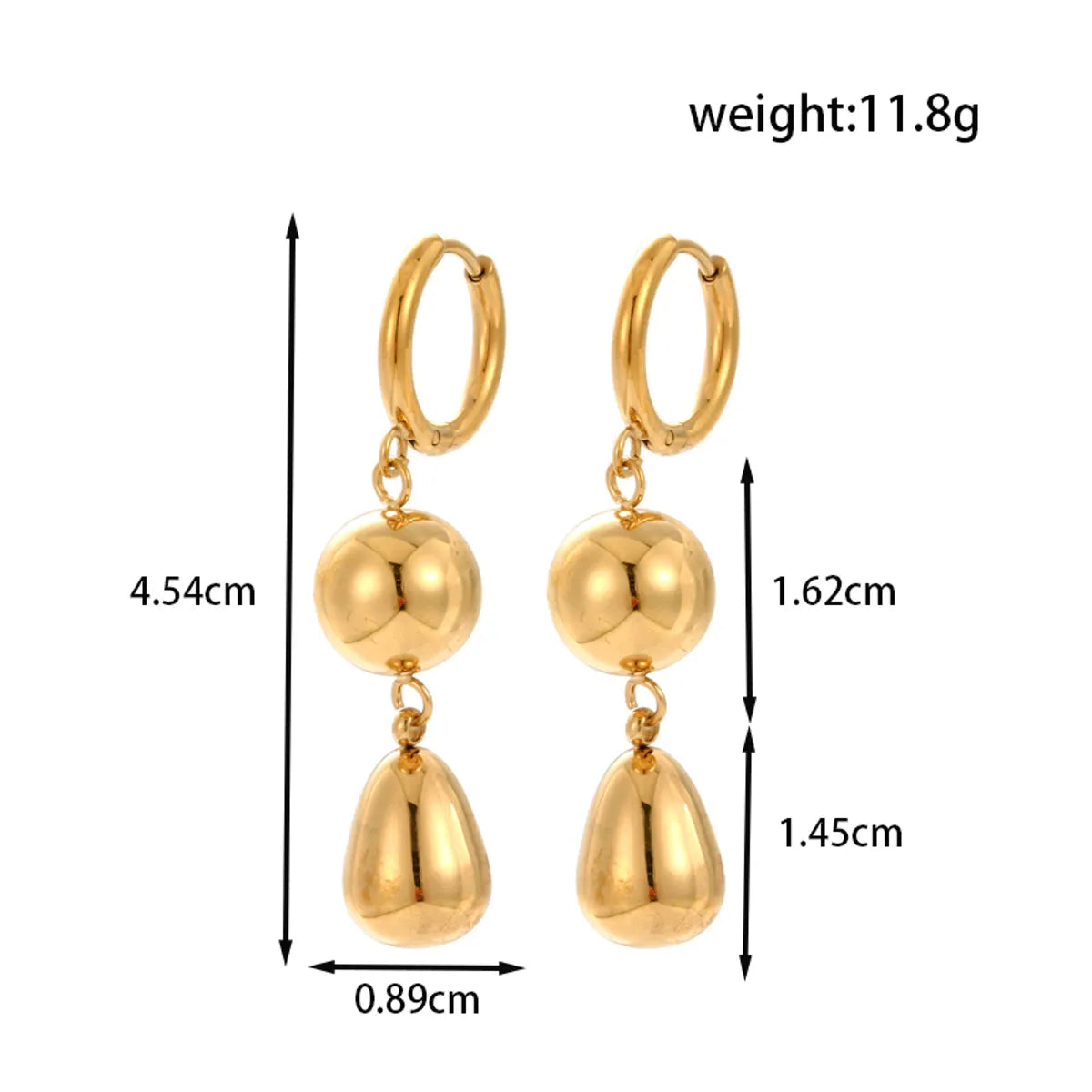 1 Pair IG Style French Style Simple Style Geometric Water Droplets Heart Shape 304 Stainless Steel Drop Earrings Ear Studs