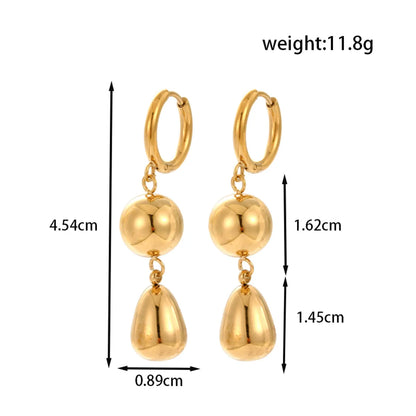 1 Pair IG Style French Style Simple Style Geometric Water Droplets Heart Shape 304 Stainless Steel Drop Earrings Ear Studs