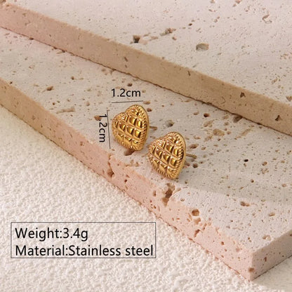 1 Pair IG Style French Style Simple Style Heart Shape 304 Stainless Steel 18K Gold Plated Ear Studs