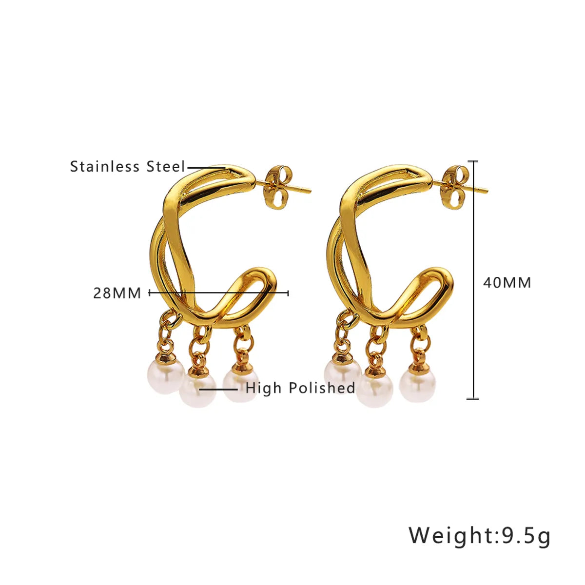 1 Pair IG Style French Style Simple Style Heart Shape Pearl Bow Knot Plating Inlay 304 Stainless Steel Titanium Steel Artificial Pearls 18K Gold Plated Drop Earrings Ear Studs