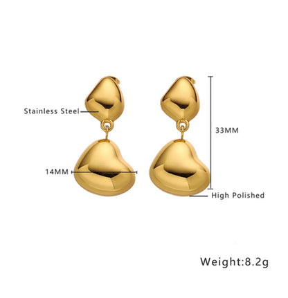 1 Pair IG Style French Style Simple Style Heart Shape Pearl Bow Knot Plating Inlay 304 Stainless Steel Titanium Steel Artificial Pearls 18K Gold Plated Drop Earrings Ear Studs