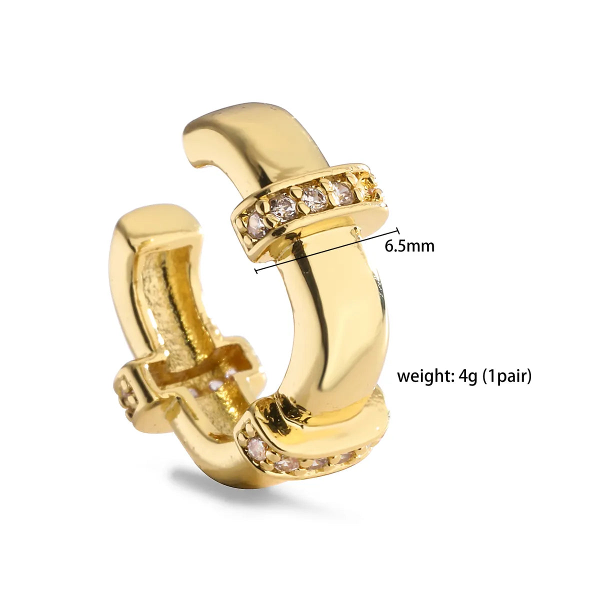 1 Pair Ig Style French Style Simple Style Leaves Twist Plating Inlay Copper Zircon 18k Gold Plated Ear Cuffs