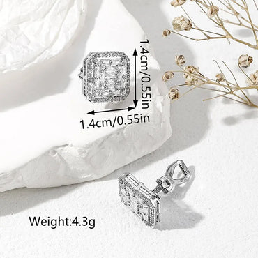 1 Pair Ig Style French Style Square Plating Inlay Copper Zircon Palladium White K Ear Cuffs