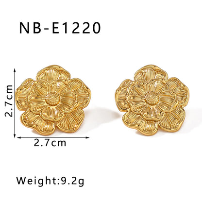 1 Pair IG Style French Style Sweet Flower Petal 304 Stainless Steel 18K Gold Plated White Gold Plated Ear Studs