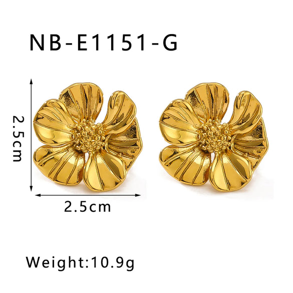 1 Pair IG Style French Style Sweet Flower Petal 304 Stainless Steel 18K Gold Plated White Gold Plated Ear Studs