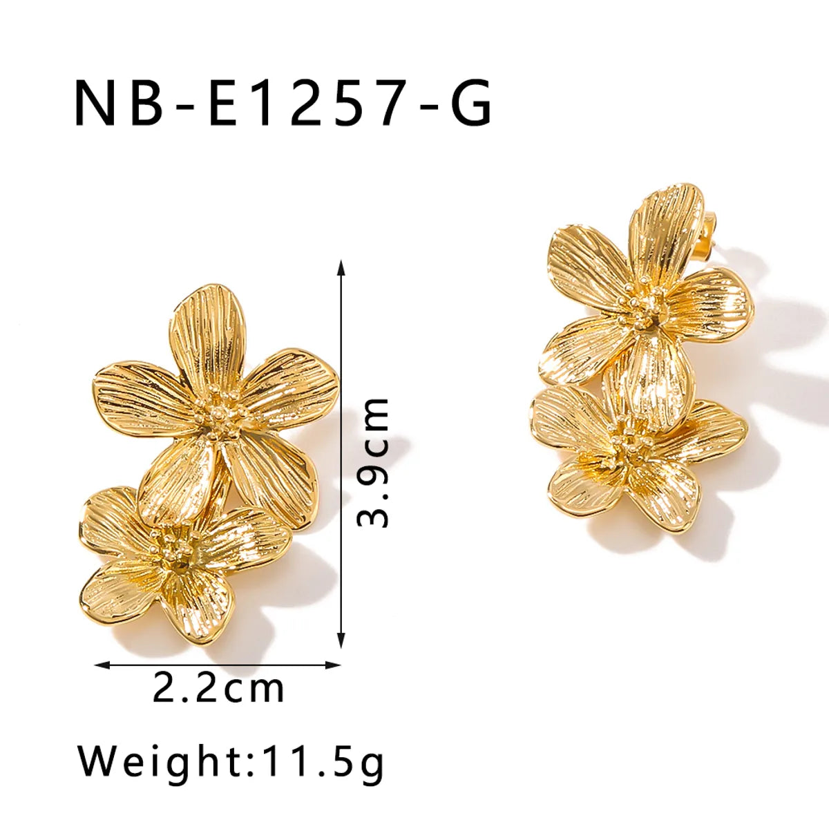 1 Pair IG Style French Style Sweet Flower Petal 304 Stainless Steel 18K Gold Plated White Gold Plated Ear Studs