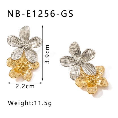 1 Pair IG Style French Style Sweet Flower Petal 304 Stainless Steel 18K Gold Plated White Gold Plated Ear Studs