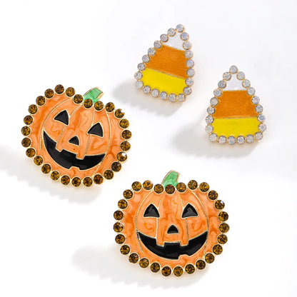 1 Pair IG Style Funny Pumpkin Enamel Alloy Ear Studs