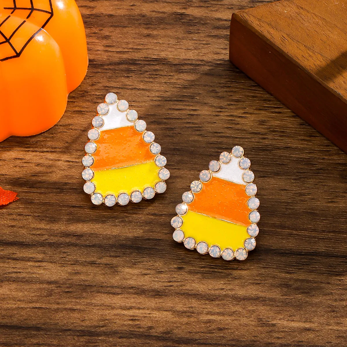 1 Pair IG Style Funny Pumpkin Enamel Alloy Ear Studs