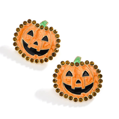 1 Pair IG Style Funny Pumpkin Enamel Alloy Ear Studs