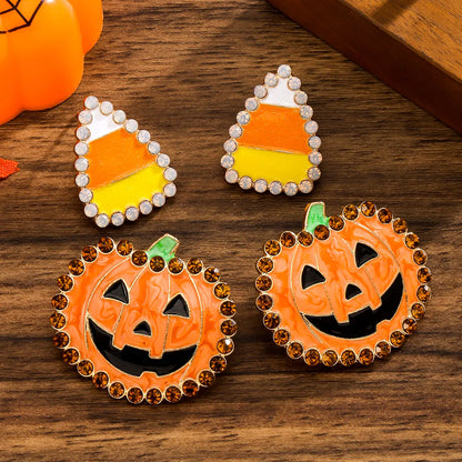 1 Pair IG Style Funny Pumpkin Enamel Alloy Ear Studs