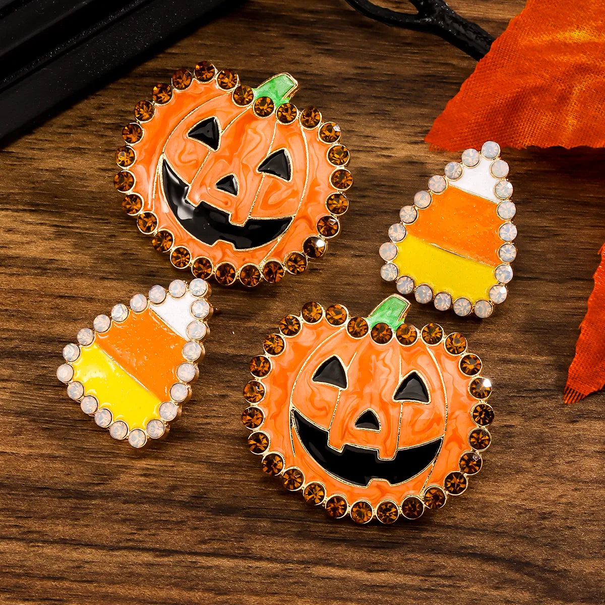 1 Pair IG Style Funny Pumpkin Enamel Alloy Ear Studs