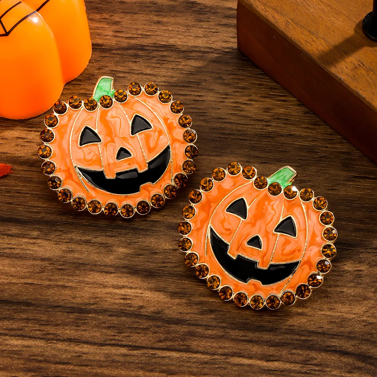 1 Pair IG Style Funny Pumpkin Enamel Alloy Ear Studs