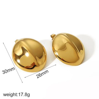 1 Pair IG Style Geometric Conch Croissant Polishing Plating 304 Stainless Steel 18K Gold Plated Ear Studs