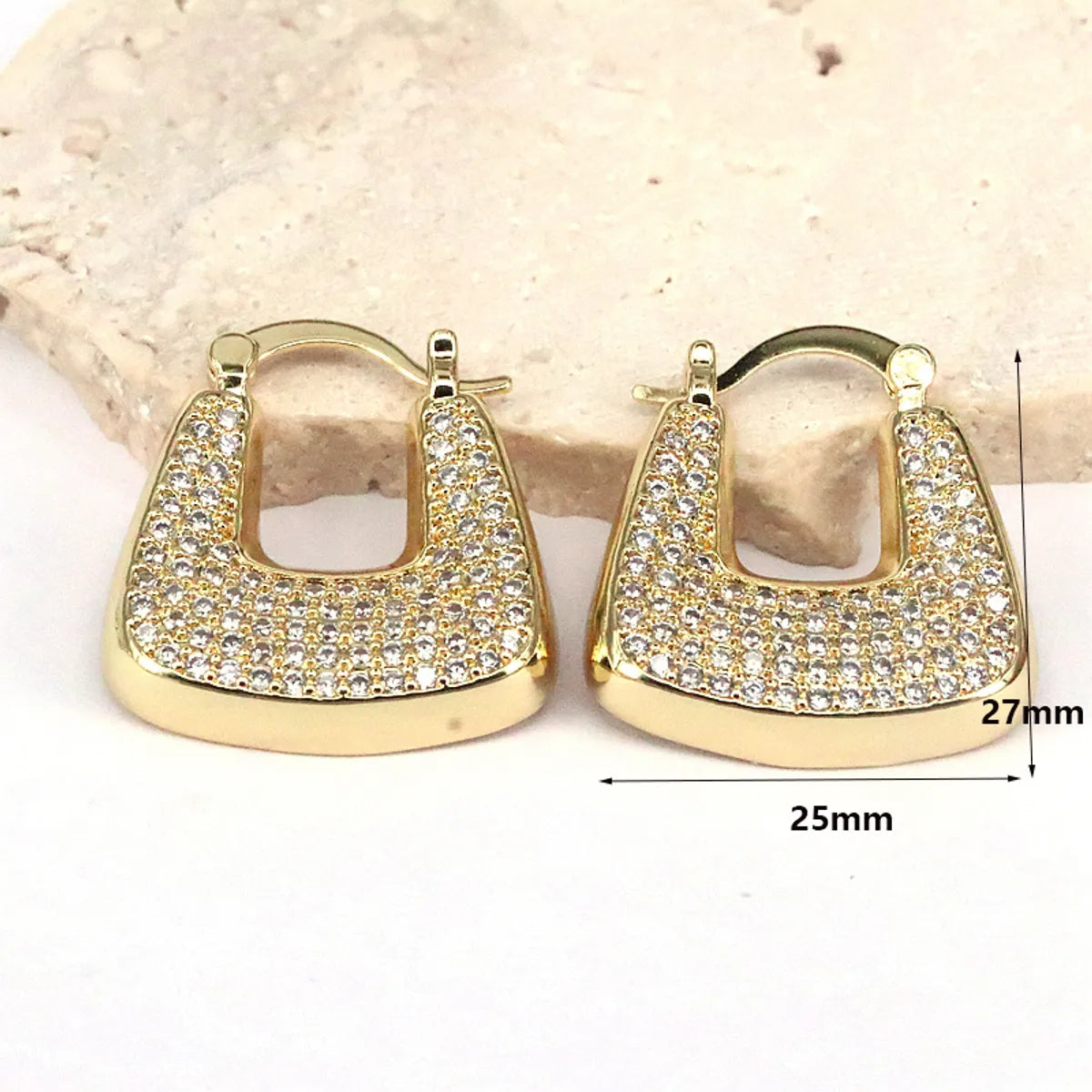 1 Pair Ig Style Geometric Heart Shape Plating Inlay Copper Zircon 18k Gold Plated Earrings