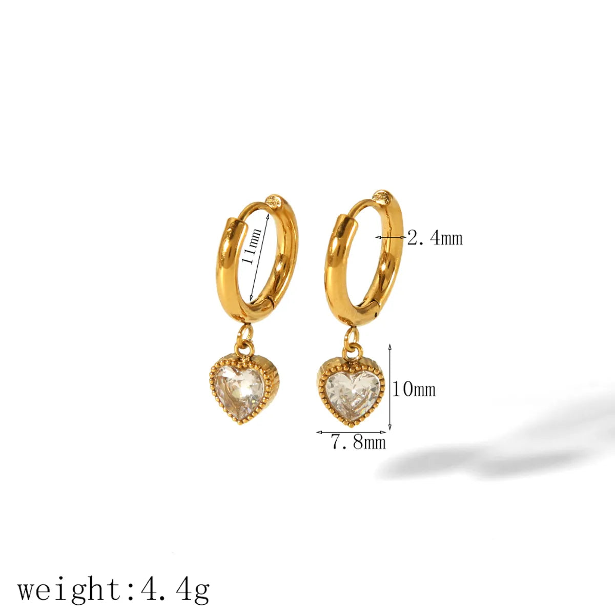 1 Pair IG Style Geometric Inlay 304 Stainless Steel Zircon 18K Gold Plated Drop Earrings