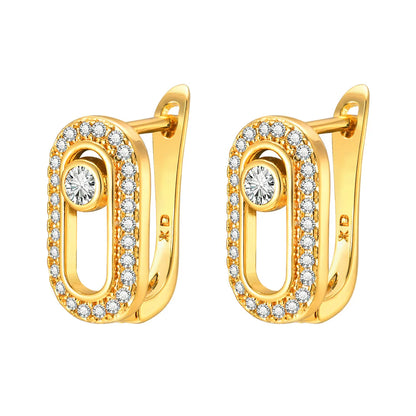 1 Pair IG Style Geometric Inlay Copper Zircon 18K Gold Plated Earrings