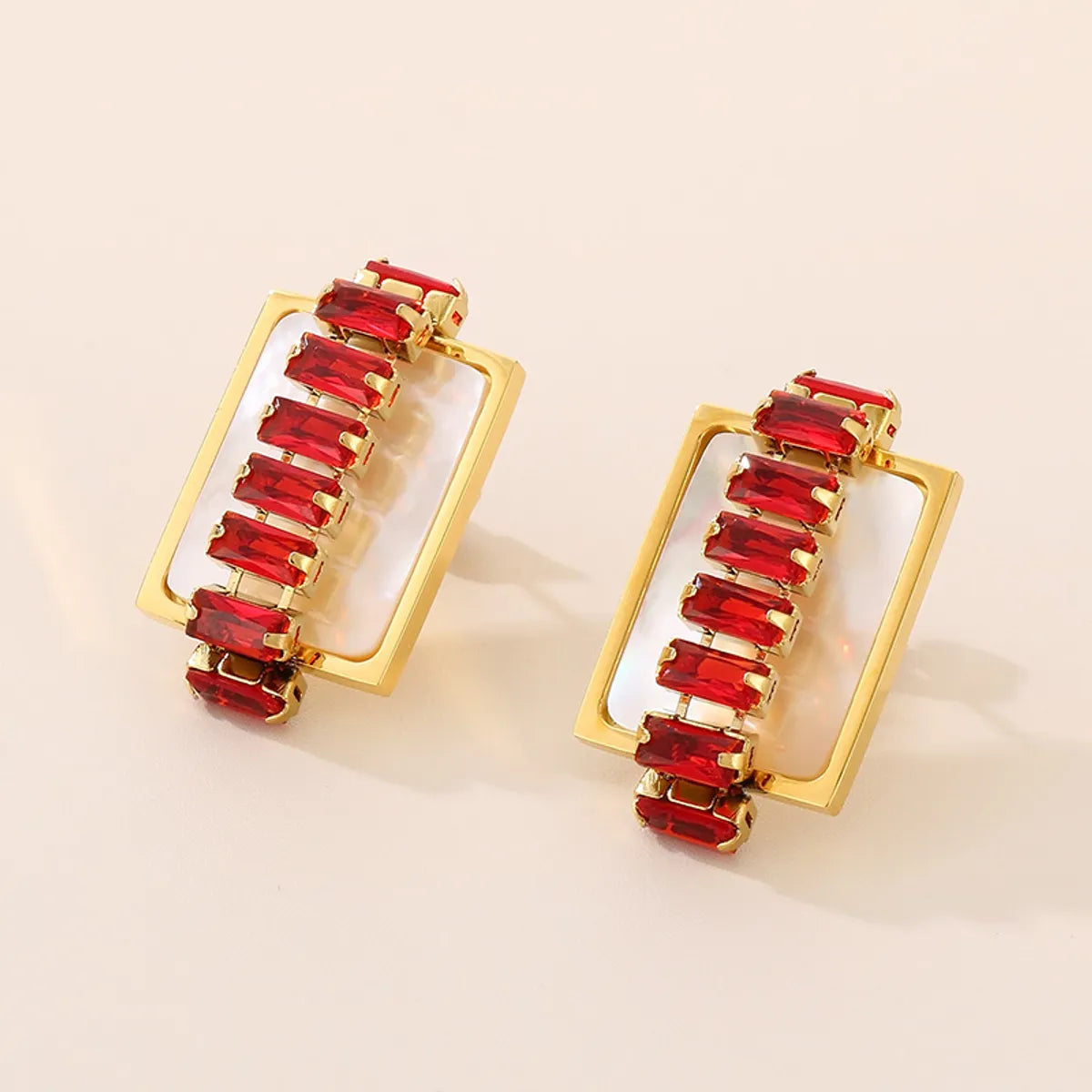 1 Pair Ig Style Geometric Inlay Stainless Steel Zircon Ear Studs